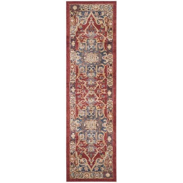 Safavieh Bijar Power Loomed Runner Rug, Red and Royal - 2 ft.-3 in. x 6 ft. BIJ605R-26